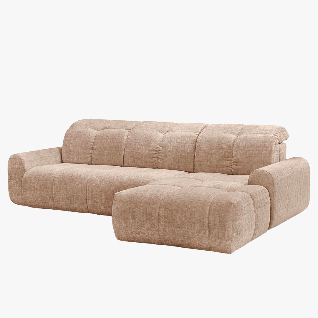 ELIOS Canapé d'angle convertible avec coffre en tissu taupe - Angle droit
