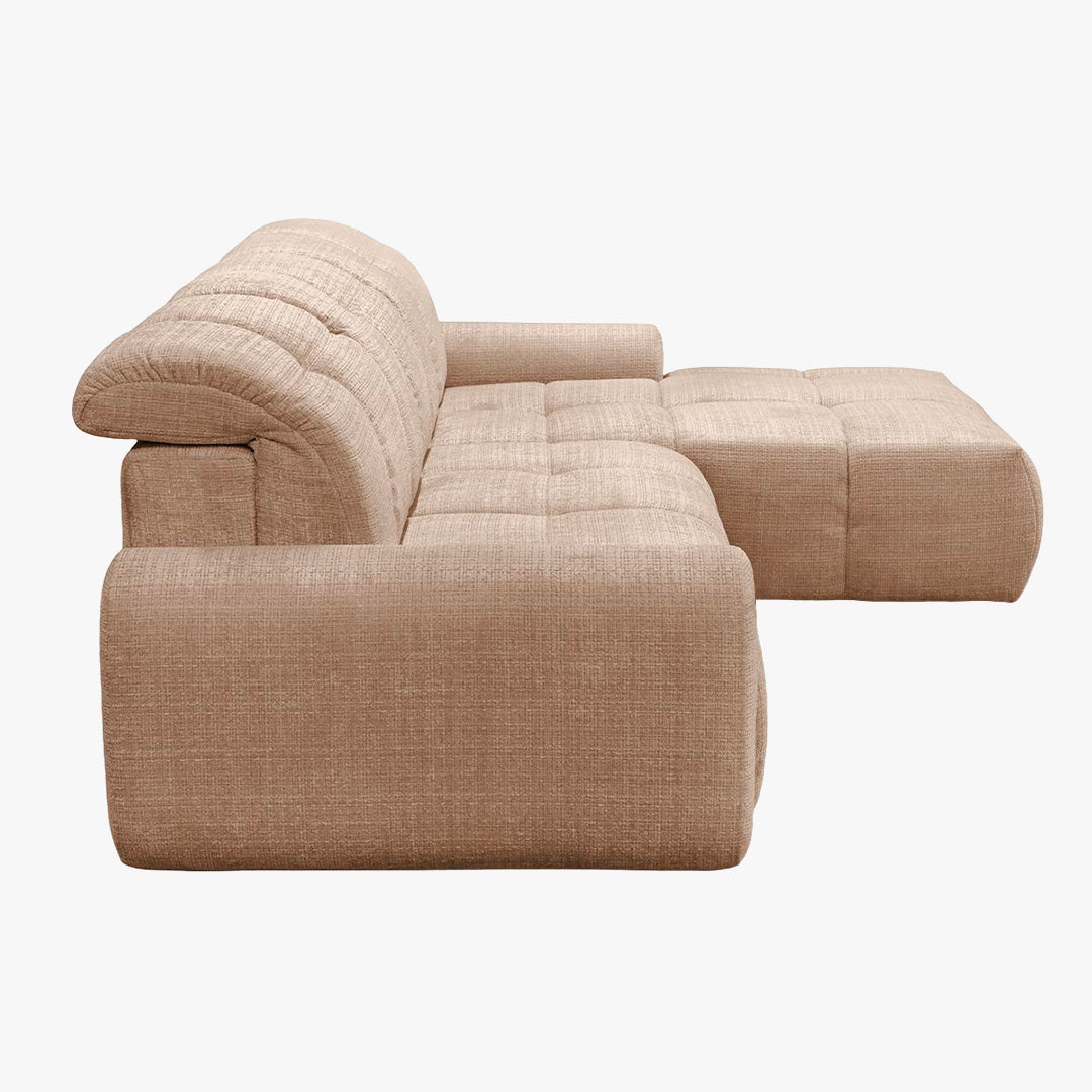 ELIOS Canapé d'angle convertible avec coffre en tissu taupe - Angle droit
