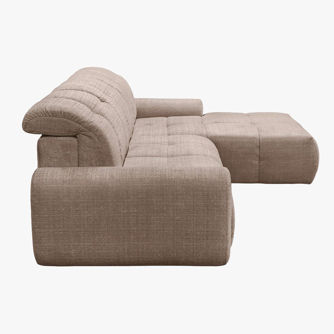 ELIOS Canapé d'angle convertible avec coffre en tissu taupe foncé - Angle droit