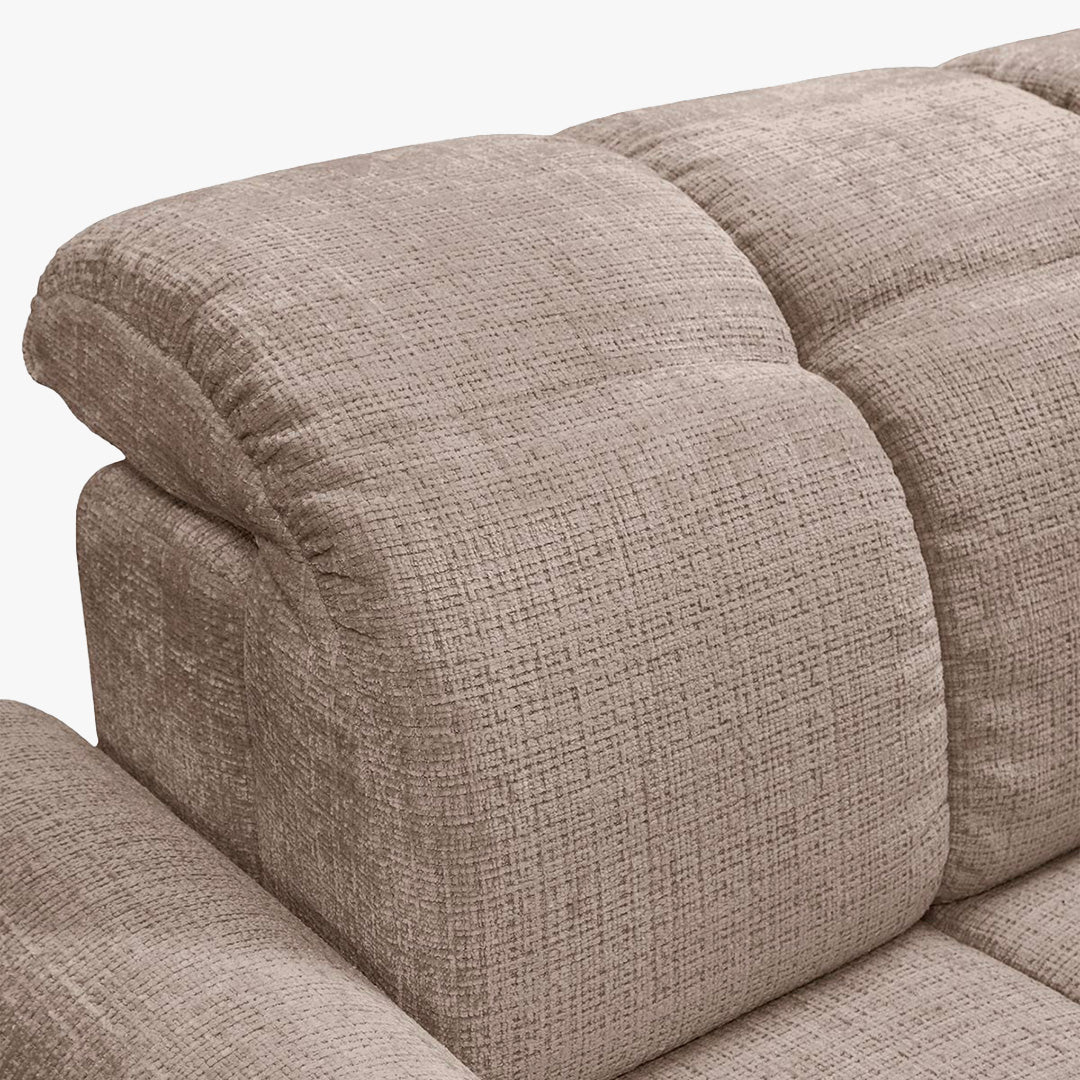 ELIOS Canapé d'angle convertible avec coffre en tissu taupe foncé - Angle droit