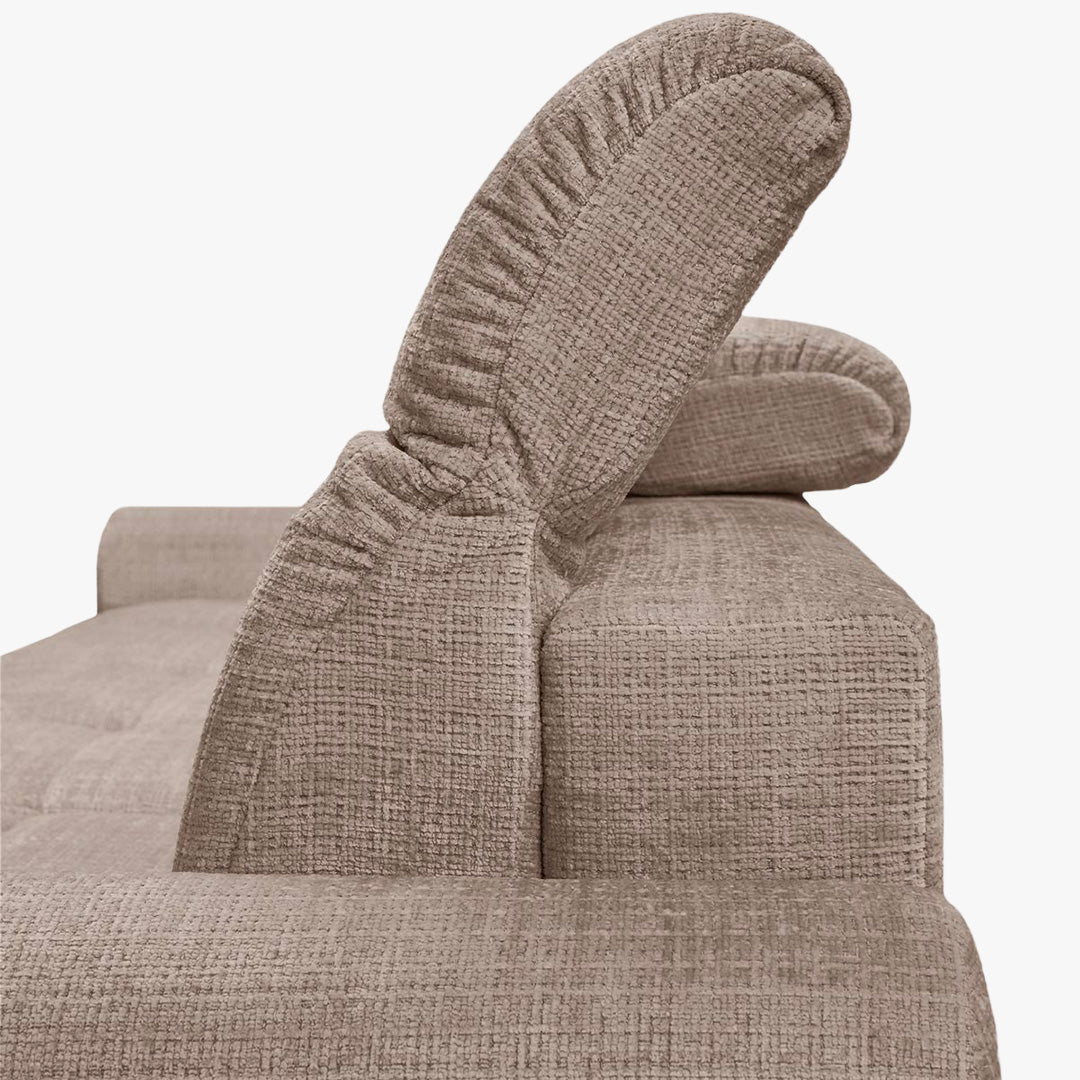 ELIOS Canapé d'angle convertible avec coffre en tissu taupe foncé - Angle droit
