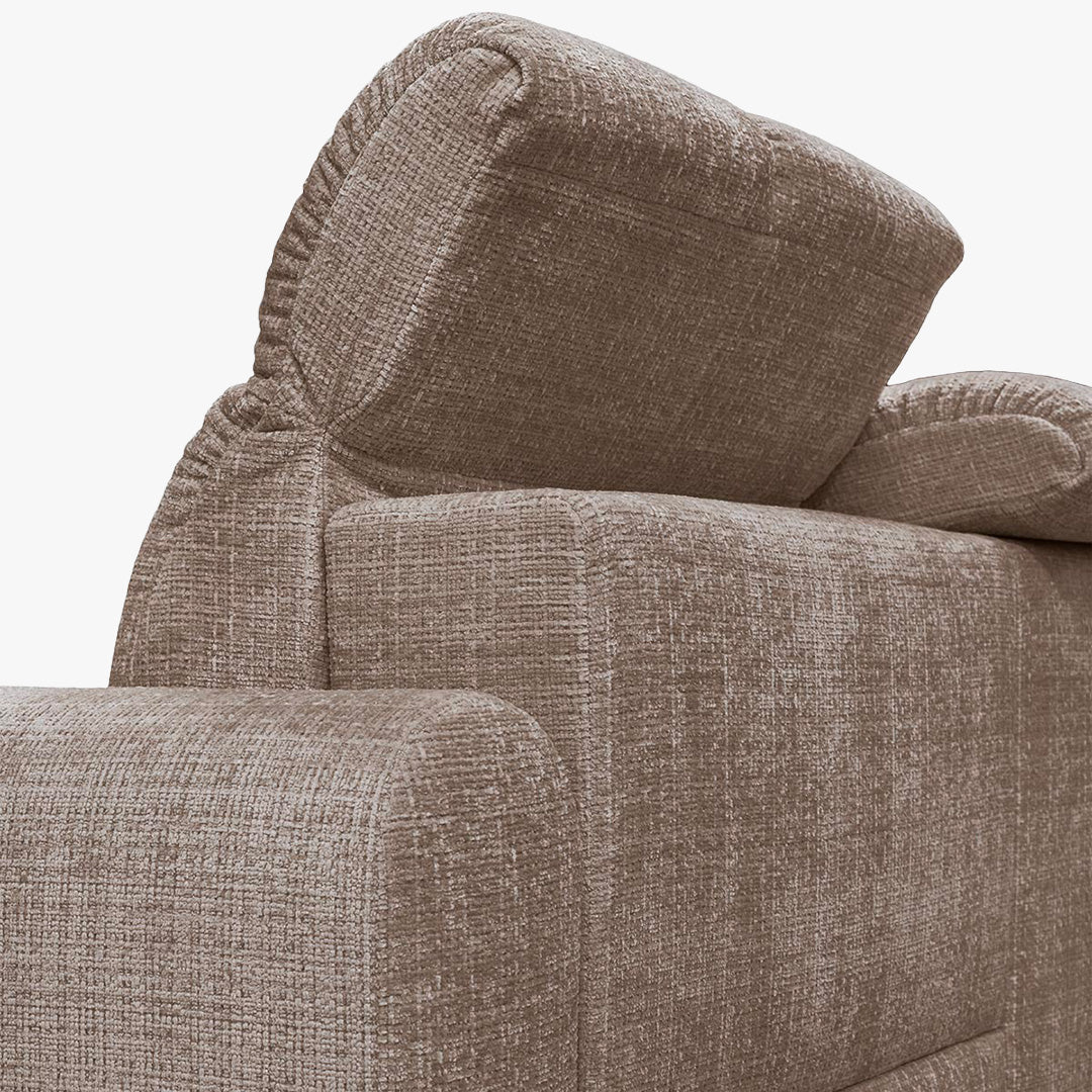 ELIOS Canapé d'angle convertible avec coffre en tissu taupe foncé - Angle droit