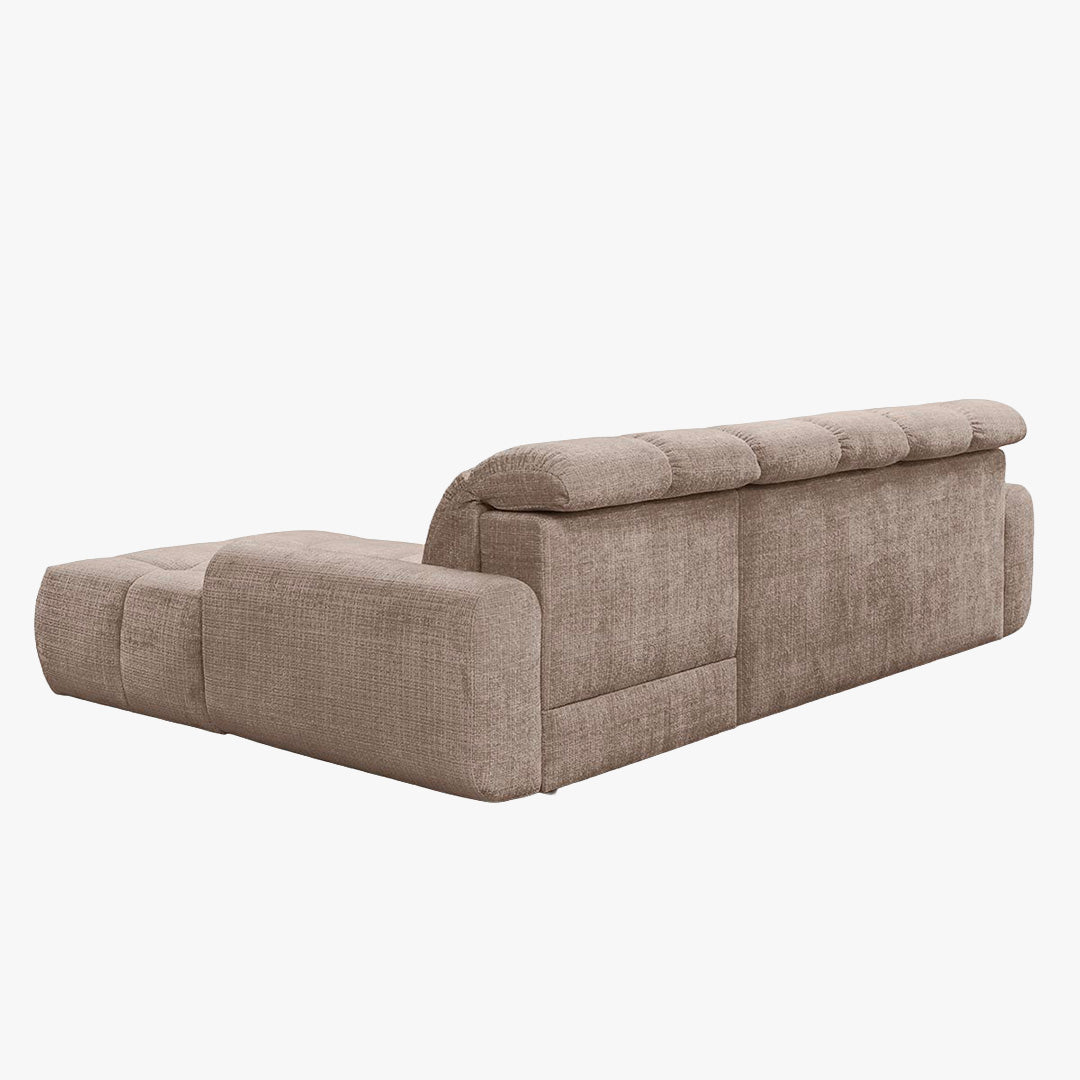 ELIOS Canapé d'angle convertible avec coffre en tissu taupe foncé - Angle droit