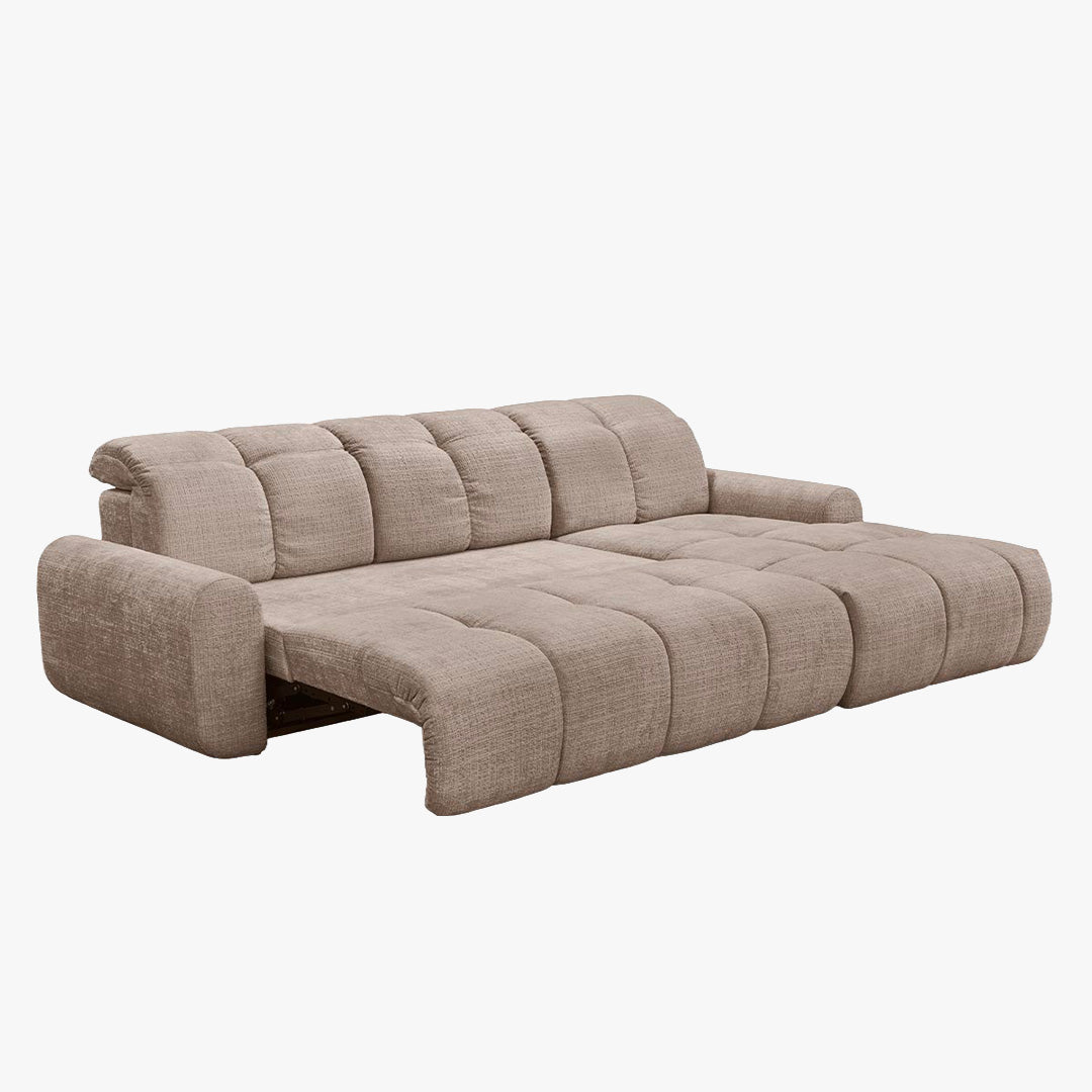 ELIOS Canapé d'angle convertible avec coffre en tissu taupe foncé - Angle droit