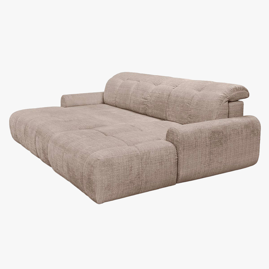 ELIOS Canapé d'angle convertible avec coffre en tissu taupe foncé - Angle droit