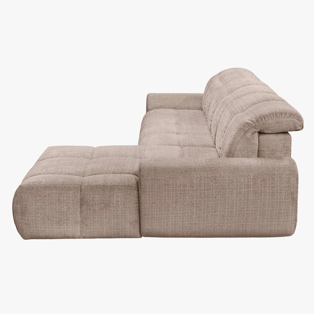ELIOS Canapé d'angle convertible avec coffre en tissu taupe foncé - Angle droit