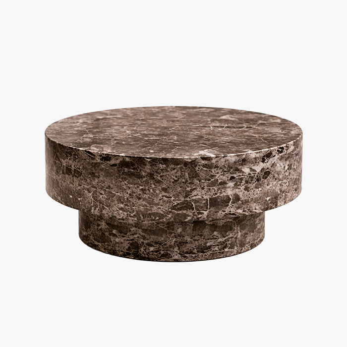 ZENA-70 Table basse ronde en marbre d'ingénierie marron D70 cm