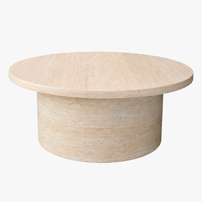 YARA Table basse ronde plateau en marbre d'ingénierie couleur bois