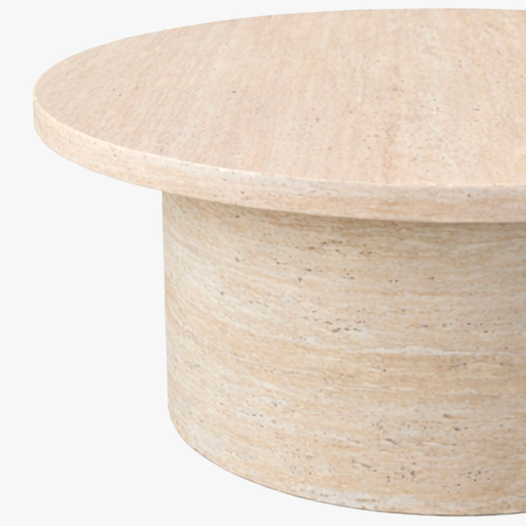 YARA Table basse ronde plateau en marbre d'ingénierie couleur bois