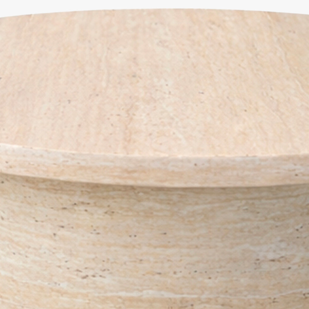 YARA Table basse ronde plateau en marbre d'ingénierie couleur bois