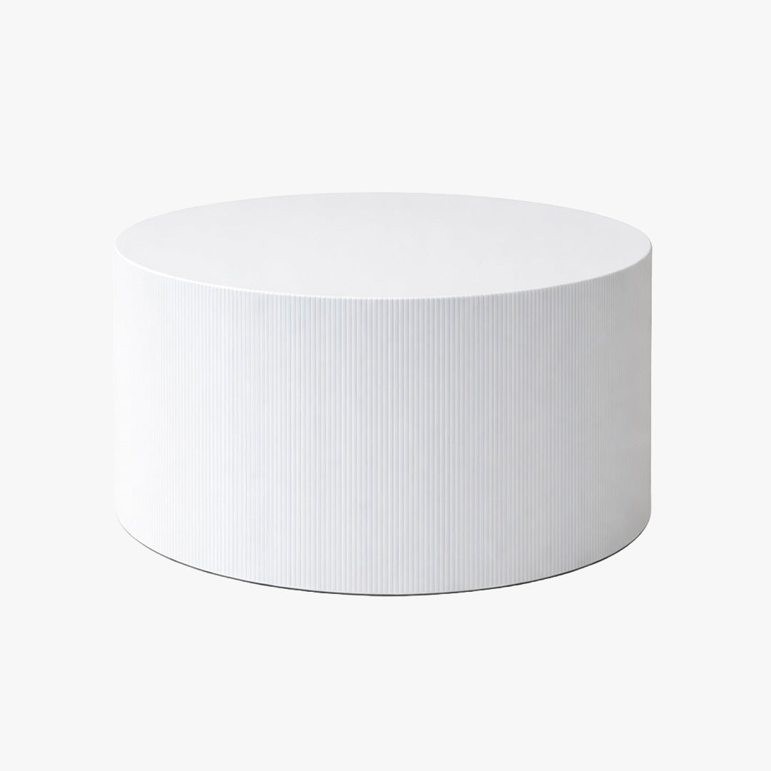 MELIA Table basse ronde en marbre d'ingénierie blanc D70 cm