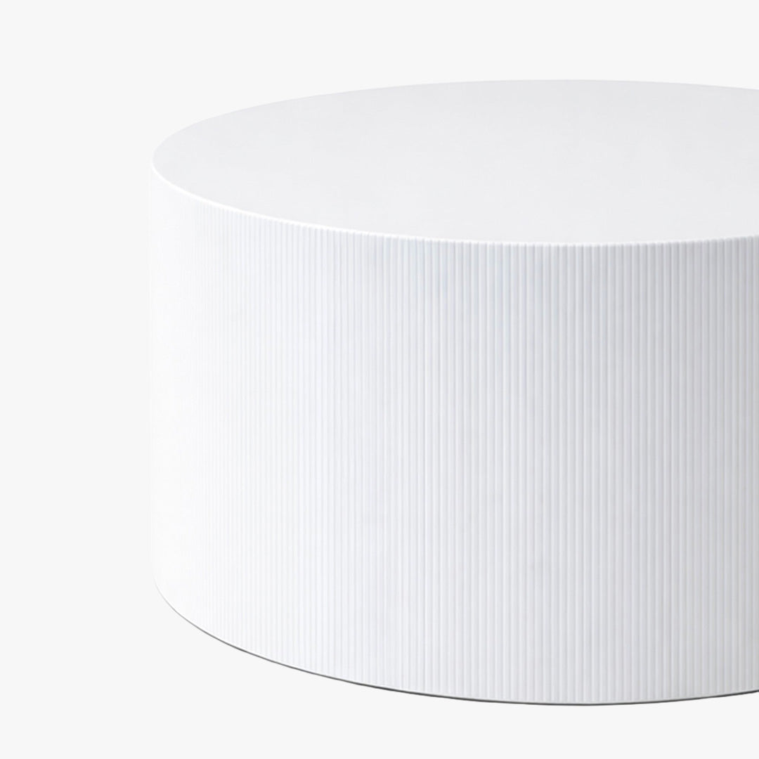 MELIA Table basse ronde en marbre d'ingénierie blanc D70 cm