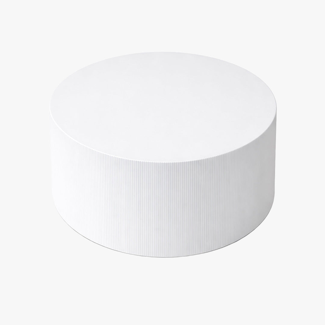 MELIA Table basse ronde en marbre d'ingénierie blanc D70 cm