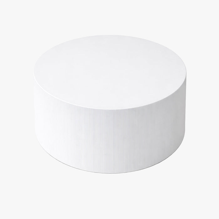 MELIA Table basse ronde en marbre d'ingénierie blanc D70 cm