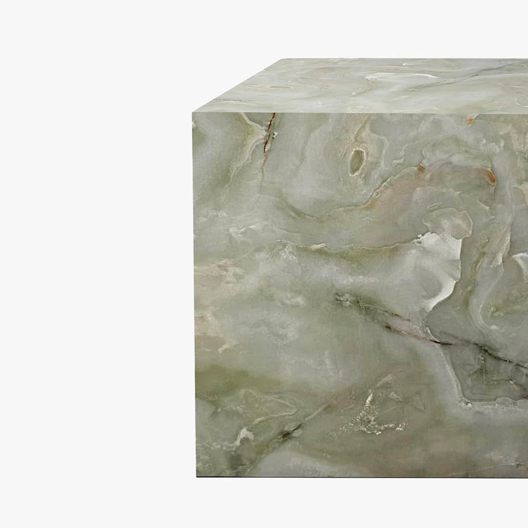 JASMIA Table basse carré en marbre d'ingénierie vert