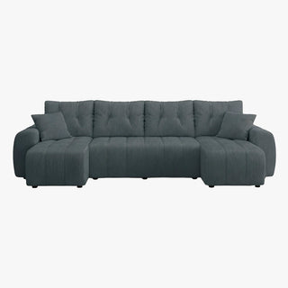 ALYA XL Canapé panoramique convertible avec coffre en velours côtelé gris foncé