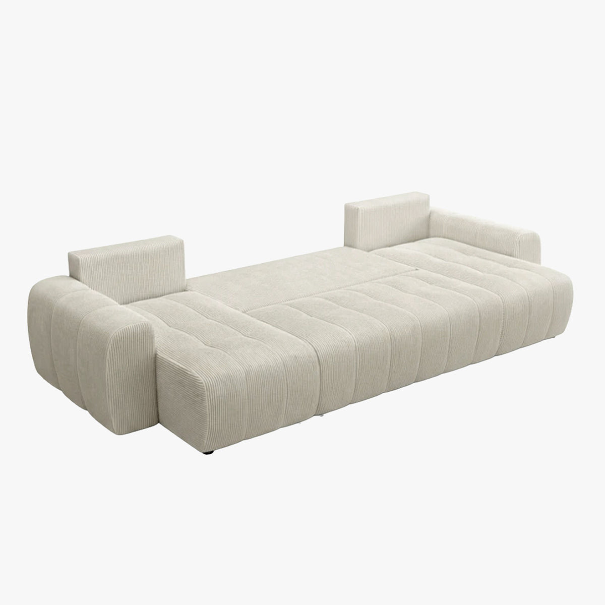 ALYA XL Canapé panoramique convertible avec coffre en velours côtelé beige - Canapés panoramiques - Mobilier Deco