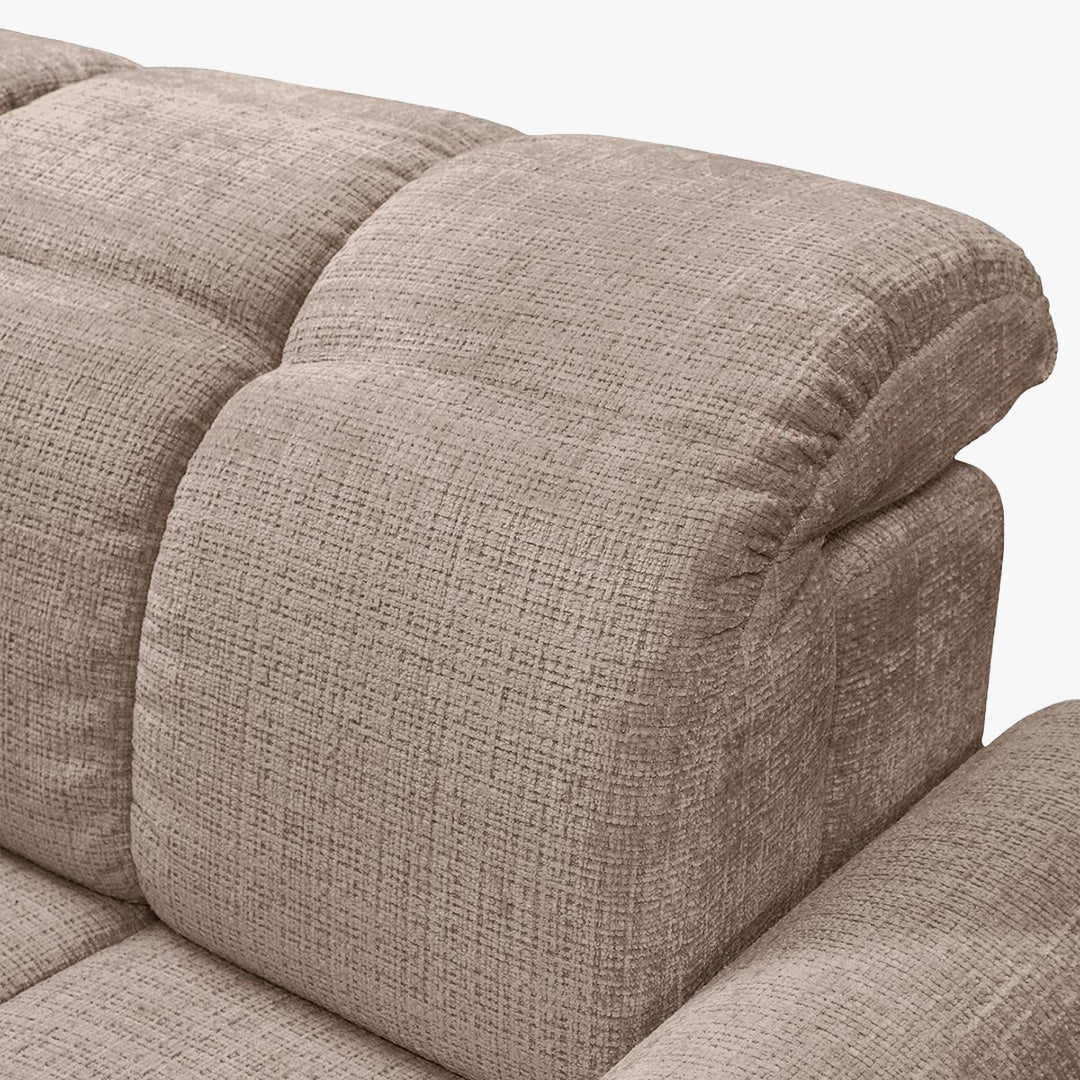 ELIOS Canapé d'angle convertible avec coffre en tissu taupe foncé - Angle gauche