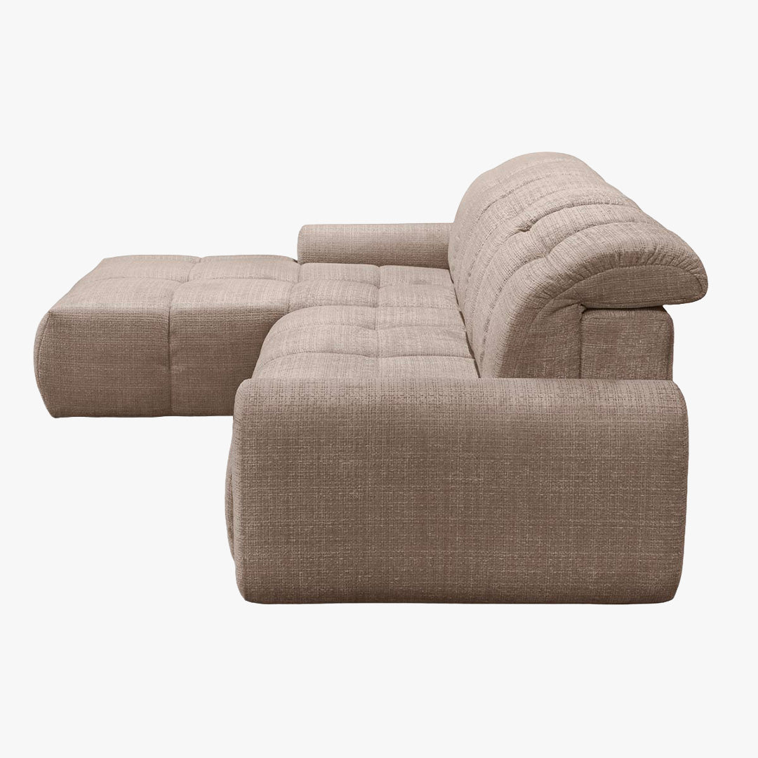 ELIOS Canapé d'angle convertible avec coffre en tissu taupe foncé - Angle gauche