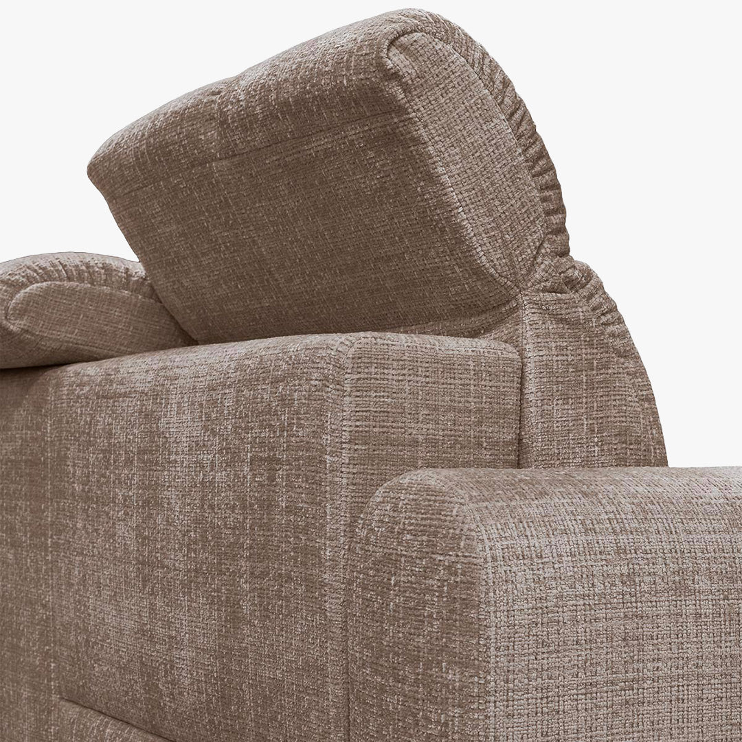ELIOS Canapé d'angle convertible avec coffre en tissu taupe foncé - Angle gauche
