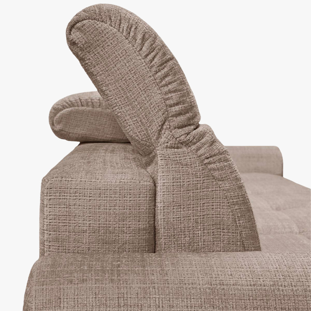 ELIOS Canapé d'angle convertible avec coffre en tissu taupe foncé - Angle gauche