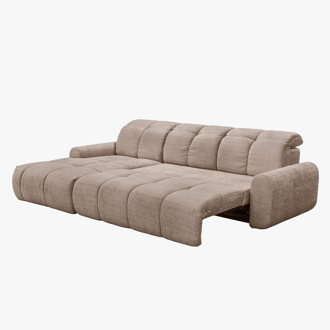 ELIOS Canapé d'angle convertible avec coffre en tissu taupe foncé - Angle gauche