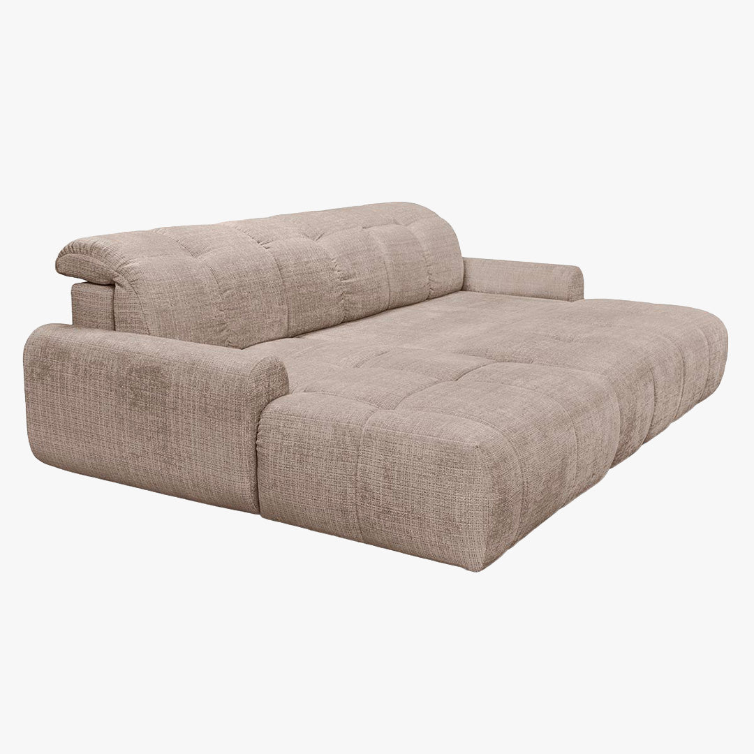ELIOS Canapé d'angle convertible avec coffre en tissu taupe foncé - Angle gauche
