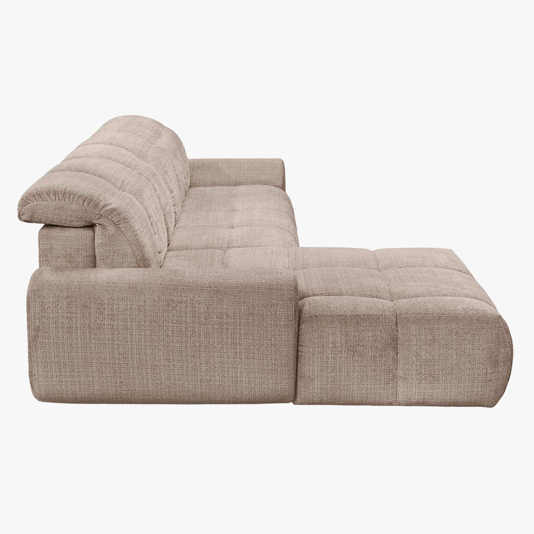 ELIOS Canapé d'angle convertible avec coffre en tissu taupe foncé - Angle gauche