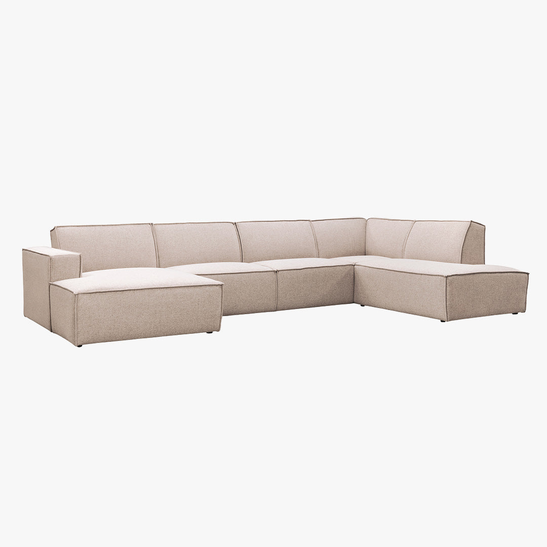 ELIA XL Canapé panoramique en tissu beige - Angle gauche