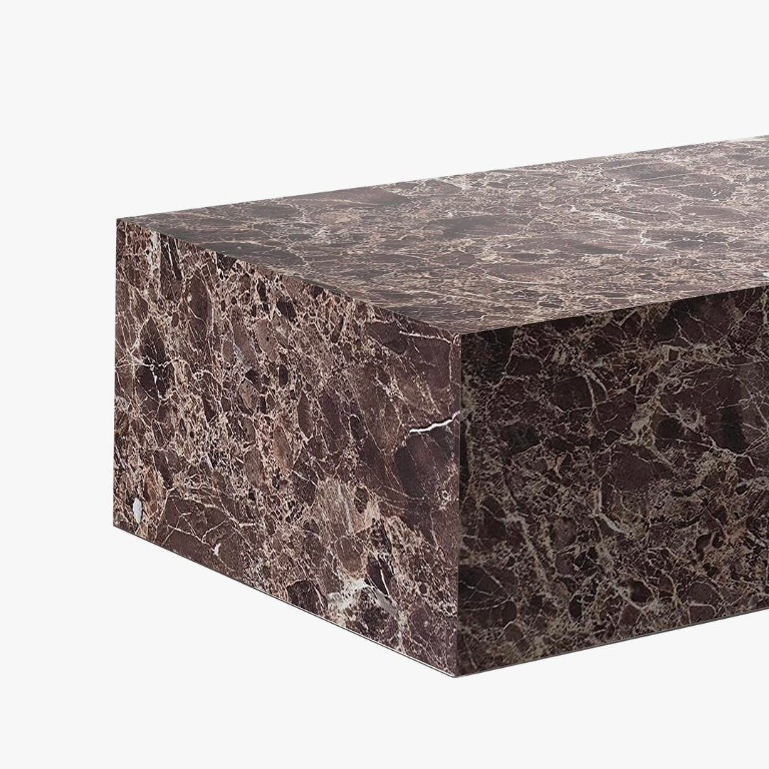 ISBEL Table basse rectangulaire en marbre d'ingénierie marron