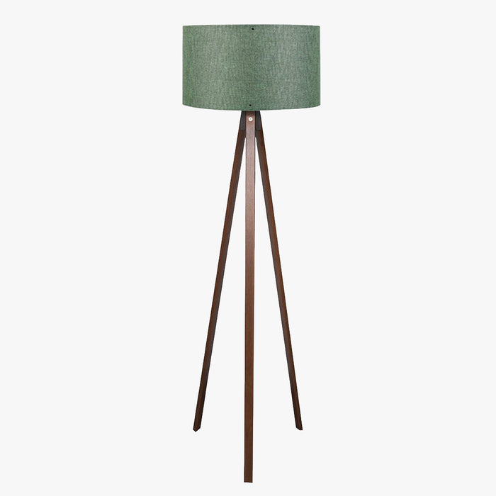 SYMO Lampe sur pieds avec abat jour en PVC vert pieds couleur bois foncé