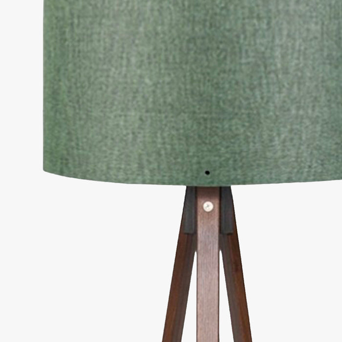 SYMO Lampe sur pieds avec abat jour en PVC vert pieds couleur bois foncé