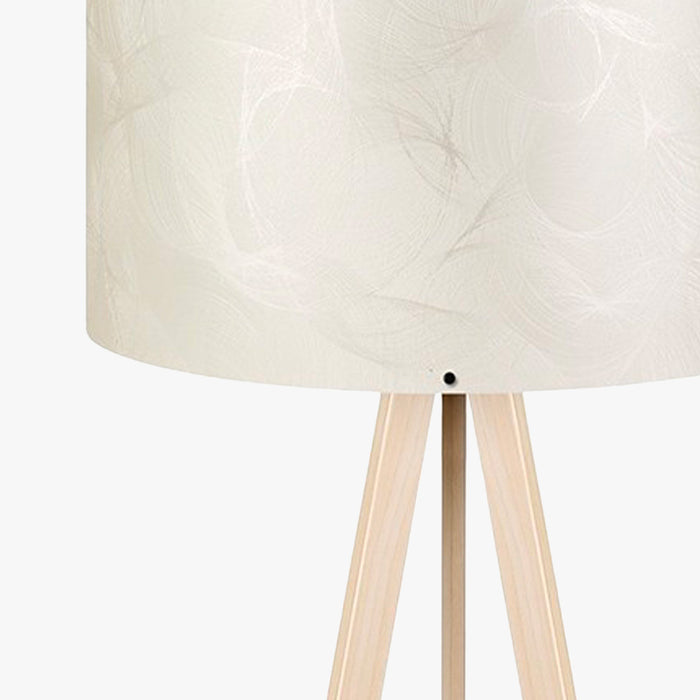 SYMO Lampe sur pieds avec abat jour en PVC beige pieds couleur bois clair