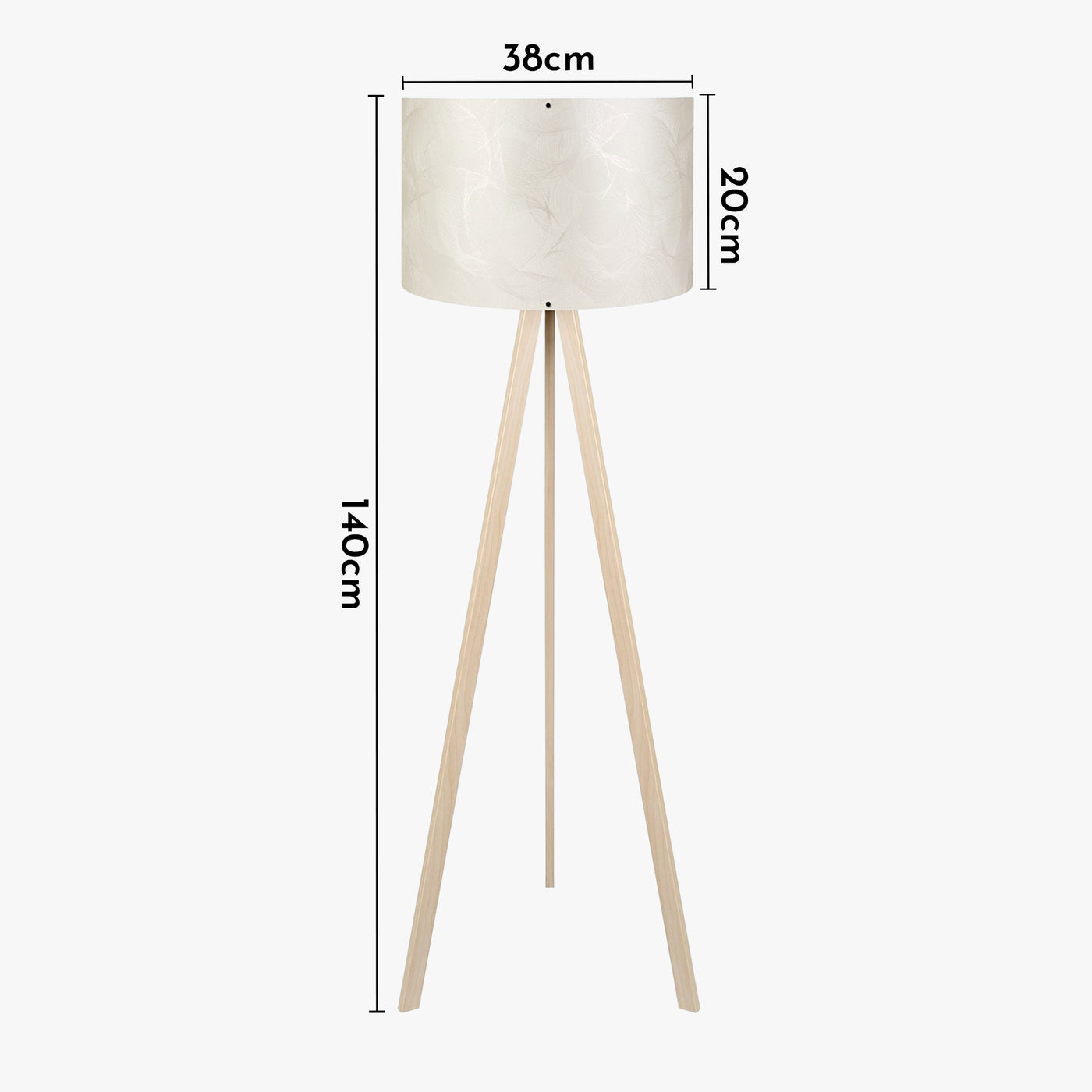 SYMO Lampe sur pieds avec abat jour en PVC beige pieds couleur bois clair