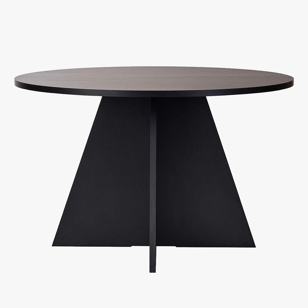 LEYVA Table à manger ronde couleur bois noir D120 cm