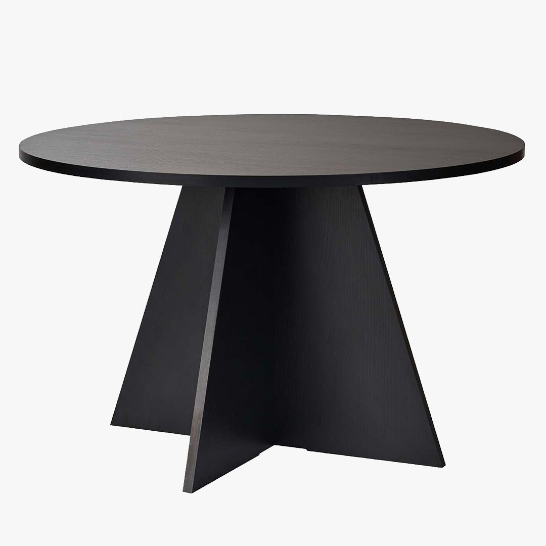 LEYVA Table à manger ronde couleur bois noir D120 cm