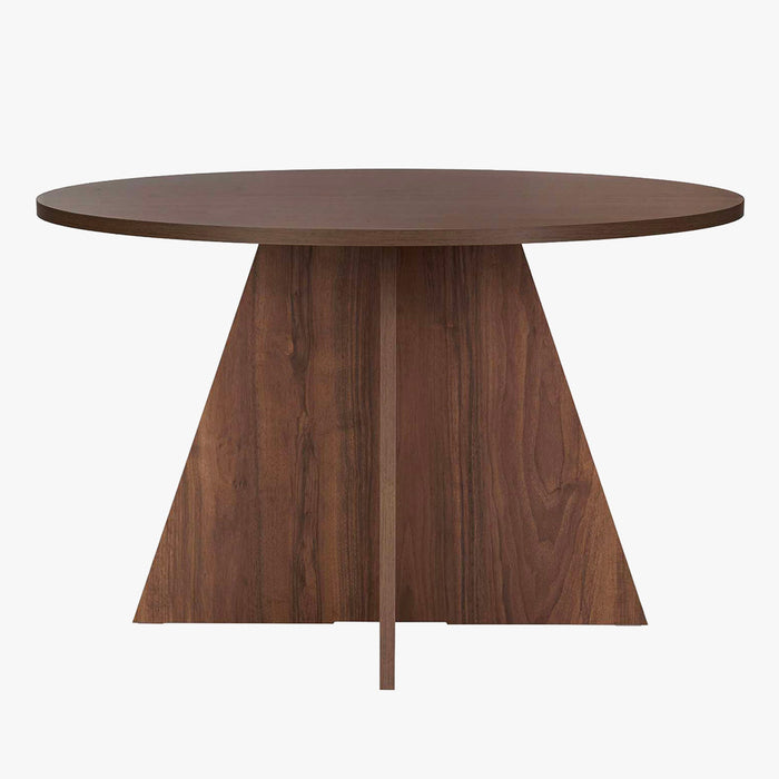LEYVA Table à manger ronde couleur bois foncé D120 cm