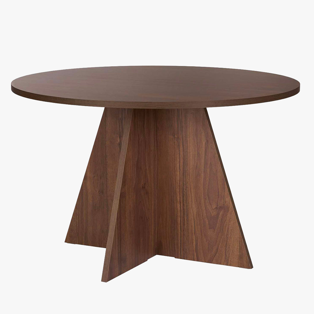 LEYVA Table à manger ronde couleur bois foncé D120 cm
