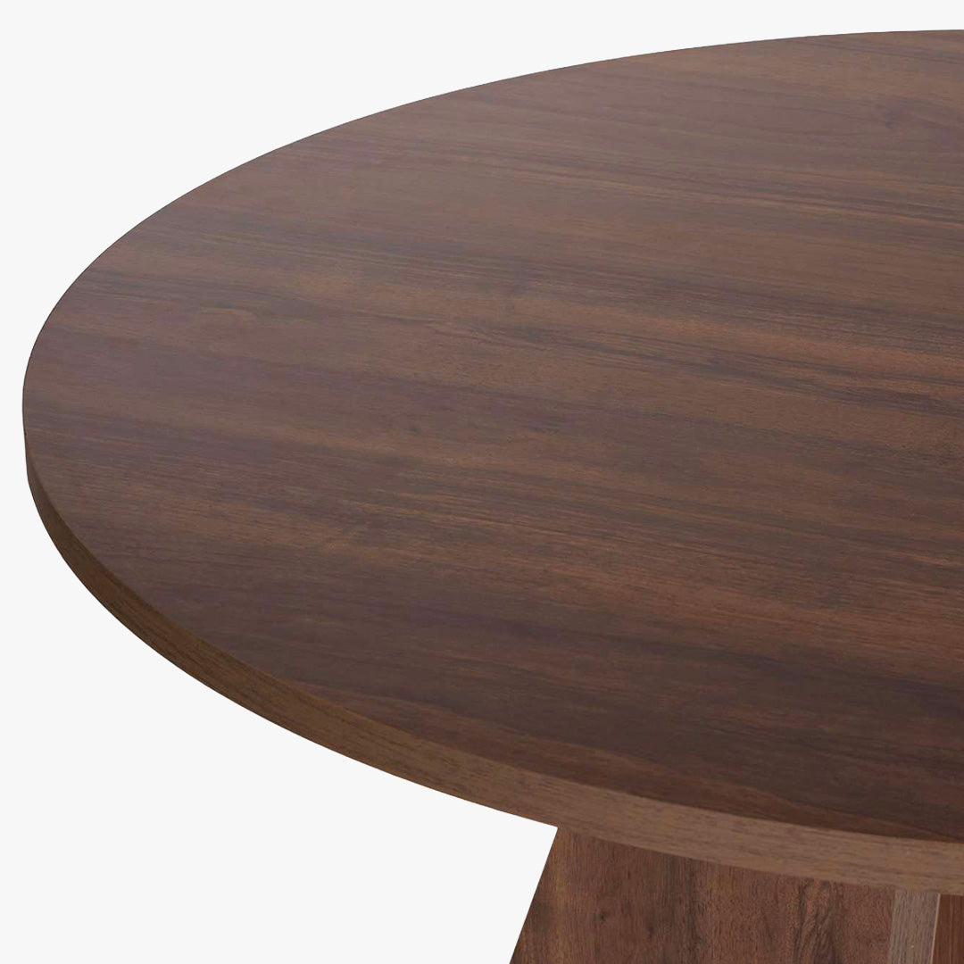 LEYVA Table à manger ronde couleur bois foncé D120 cm