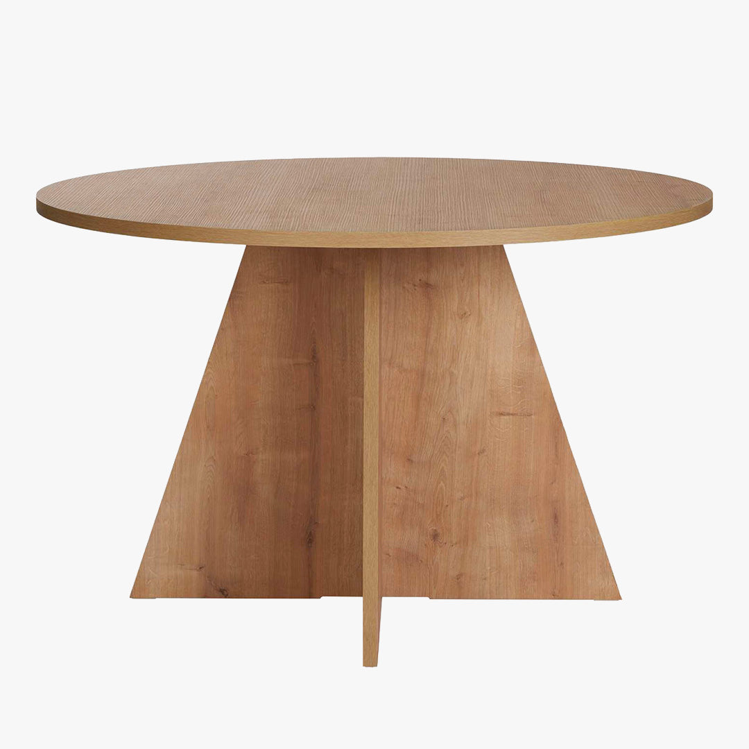 LEYVA Table à manger ronde couleur bois clair D120 cm
