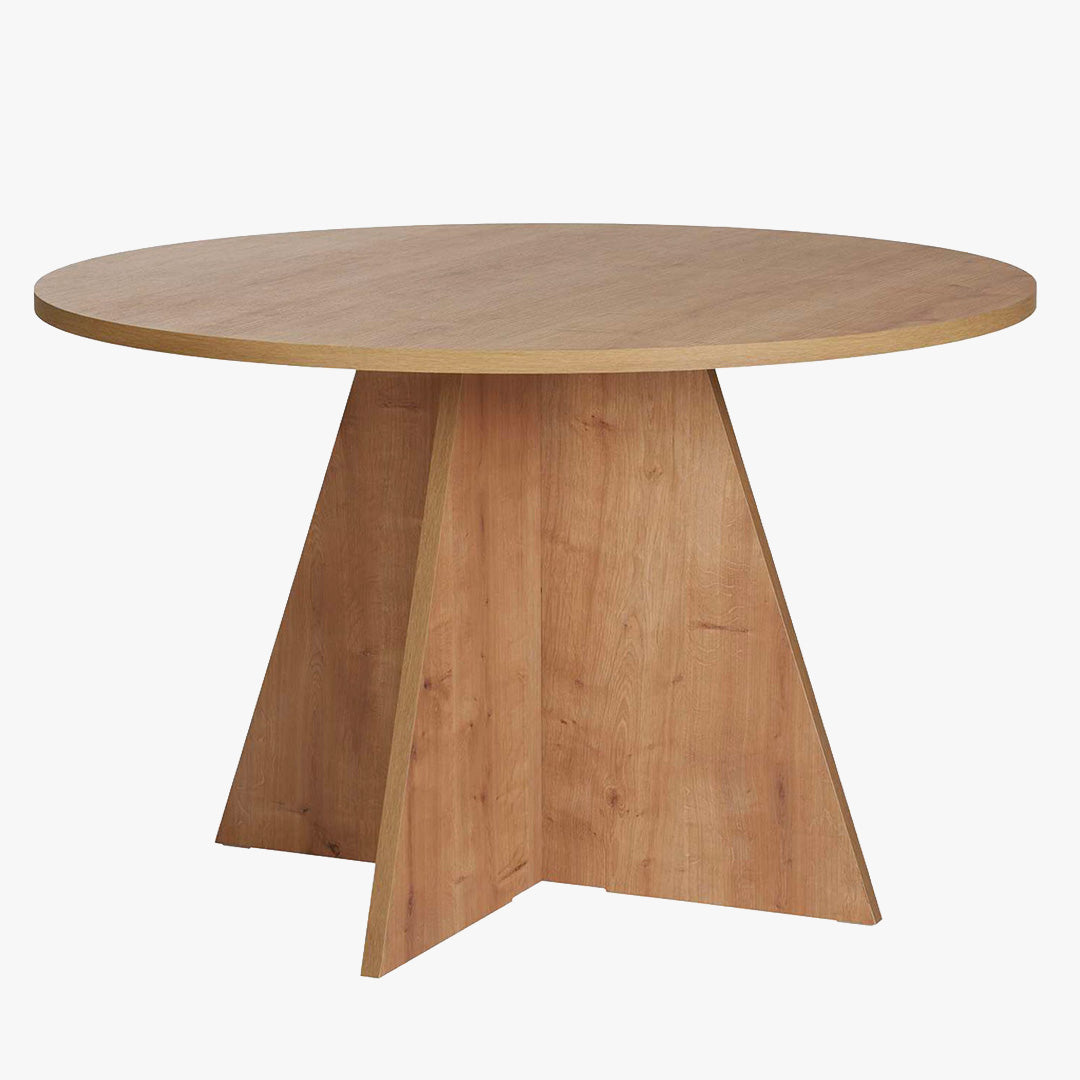 LEYVA Table à manger ronde couleur bois clair D120 cm