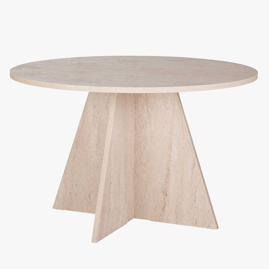 LEYVA Table à manger ronde beige D120 cm