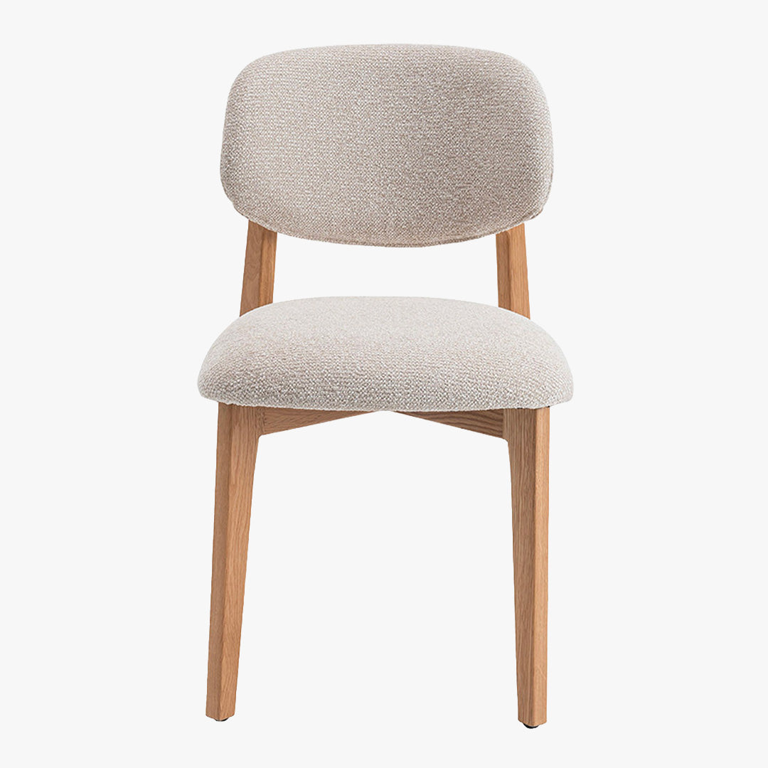 CARMEN Chaise en tissu beige et chêne massif