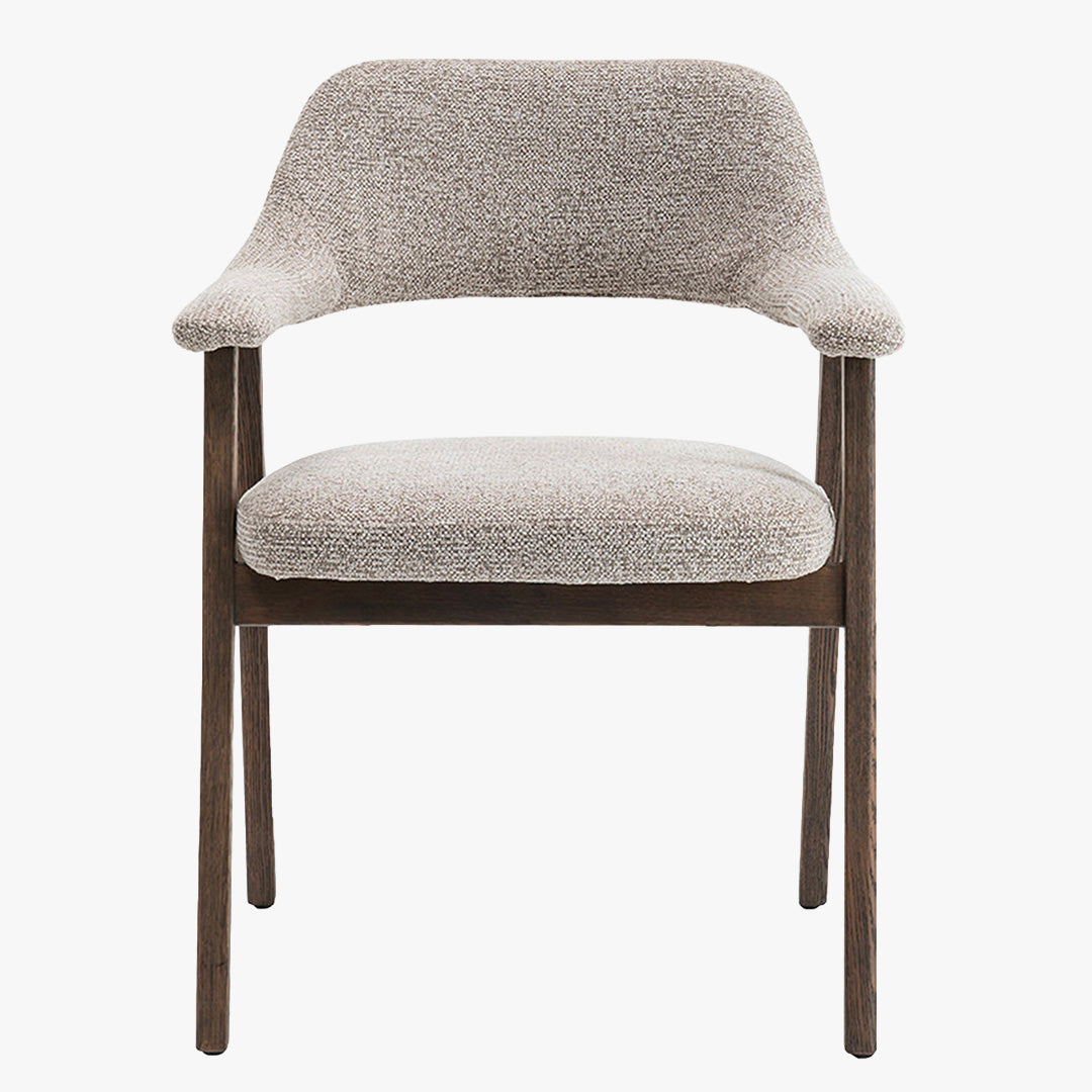 CORALIE Chaise en tissu beige pieds chêne massif foncé