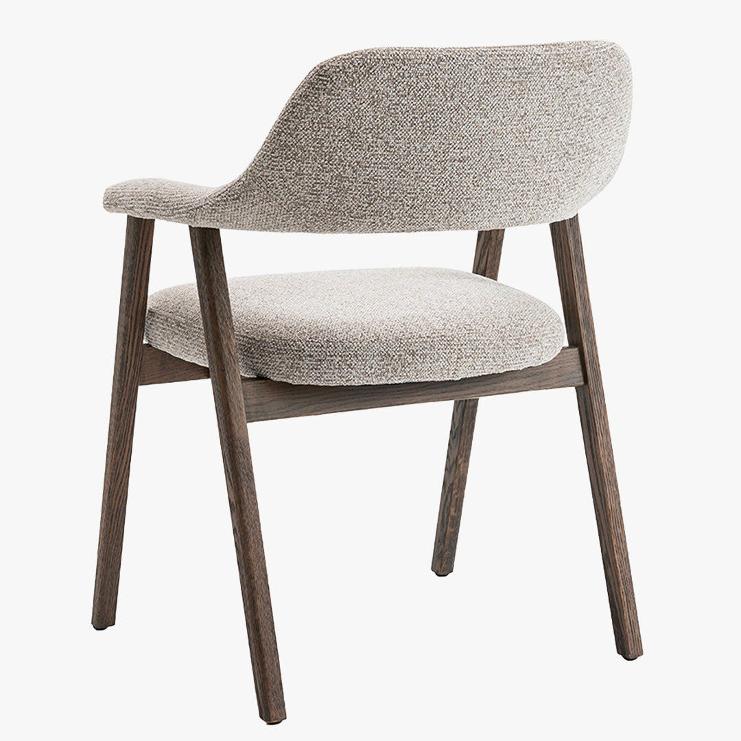 CORALIE Chaise en tissu beige pieds chêne massif foncé