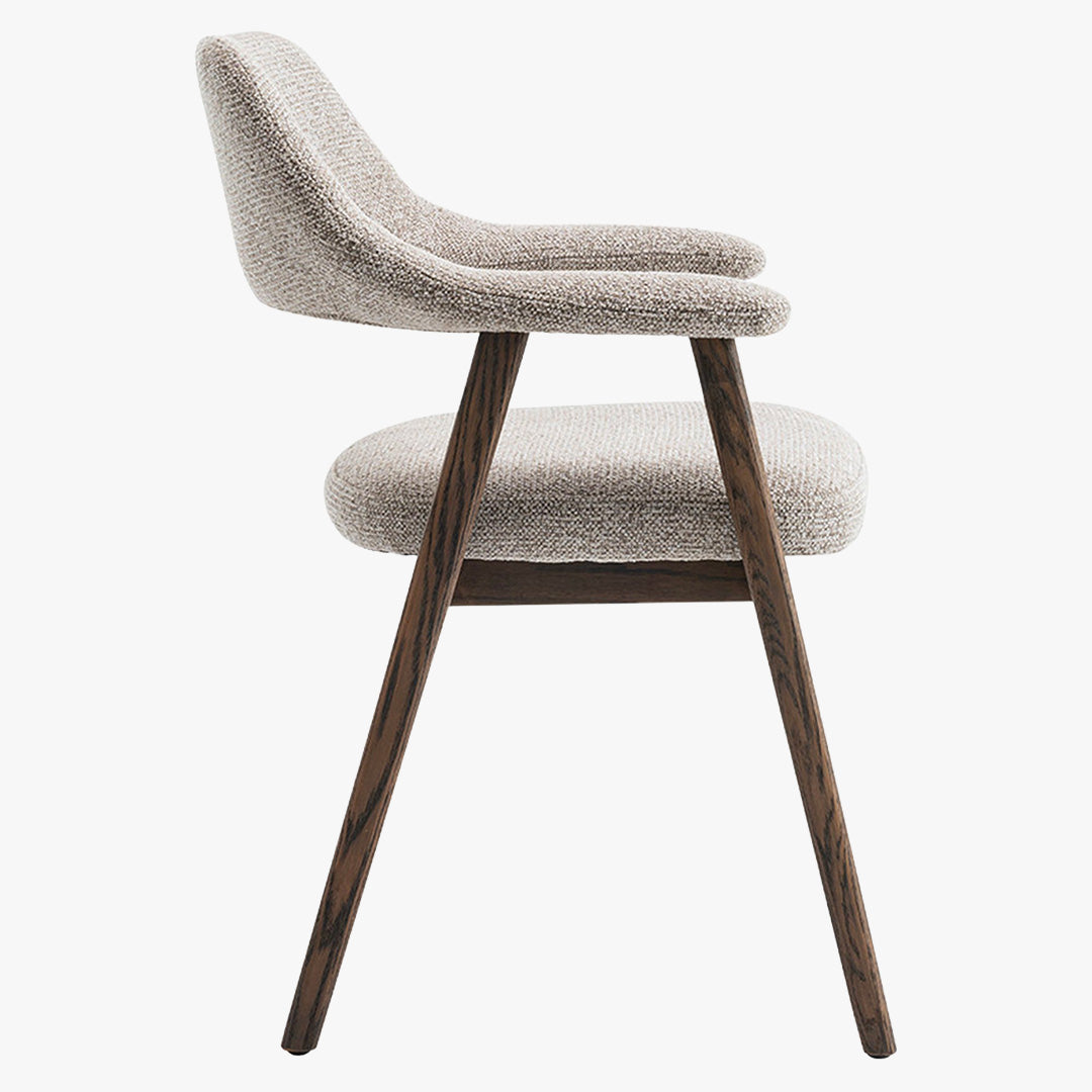 CORALIE Chaise en tissu beige pieds chêne massif foncé