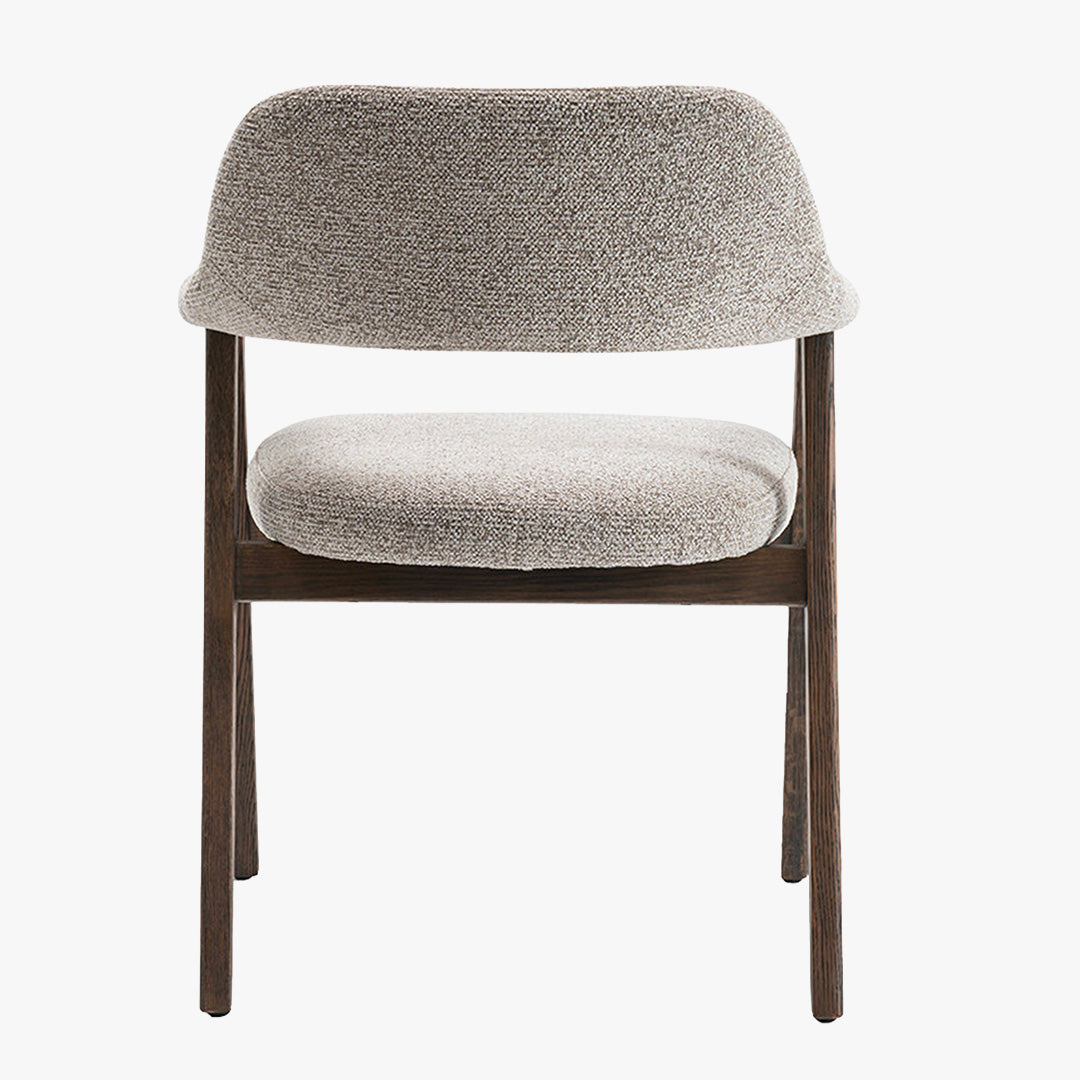 CORALIE Chaise en tissu beige pieds chêne massif foncé