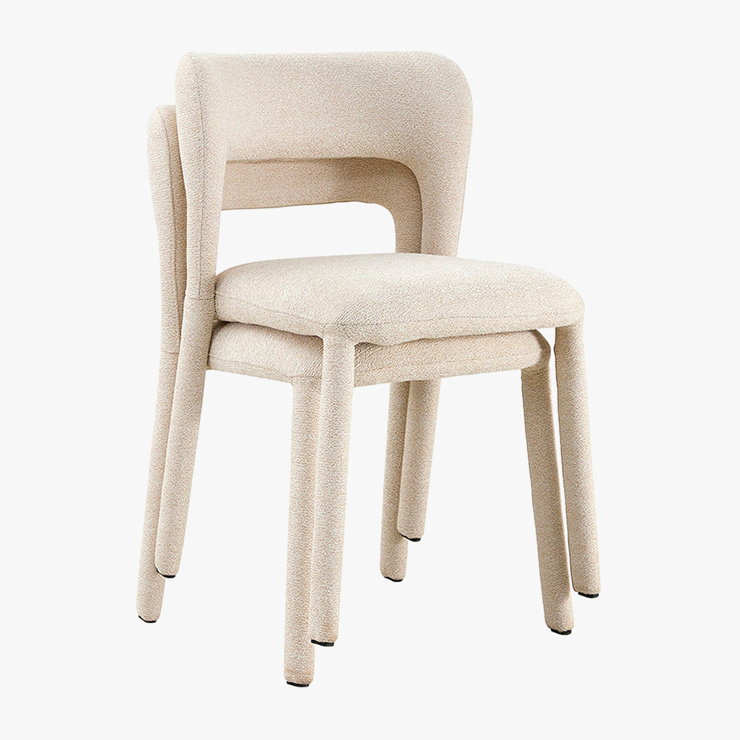 ELVAS Chaise empilable en tissu bouclette beige