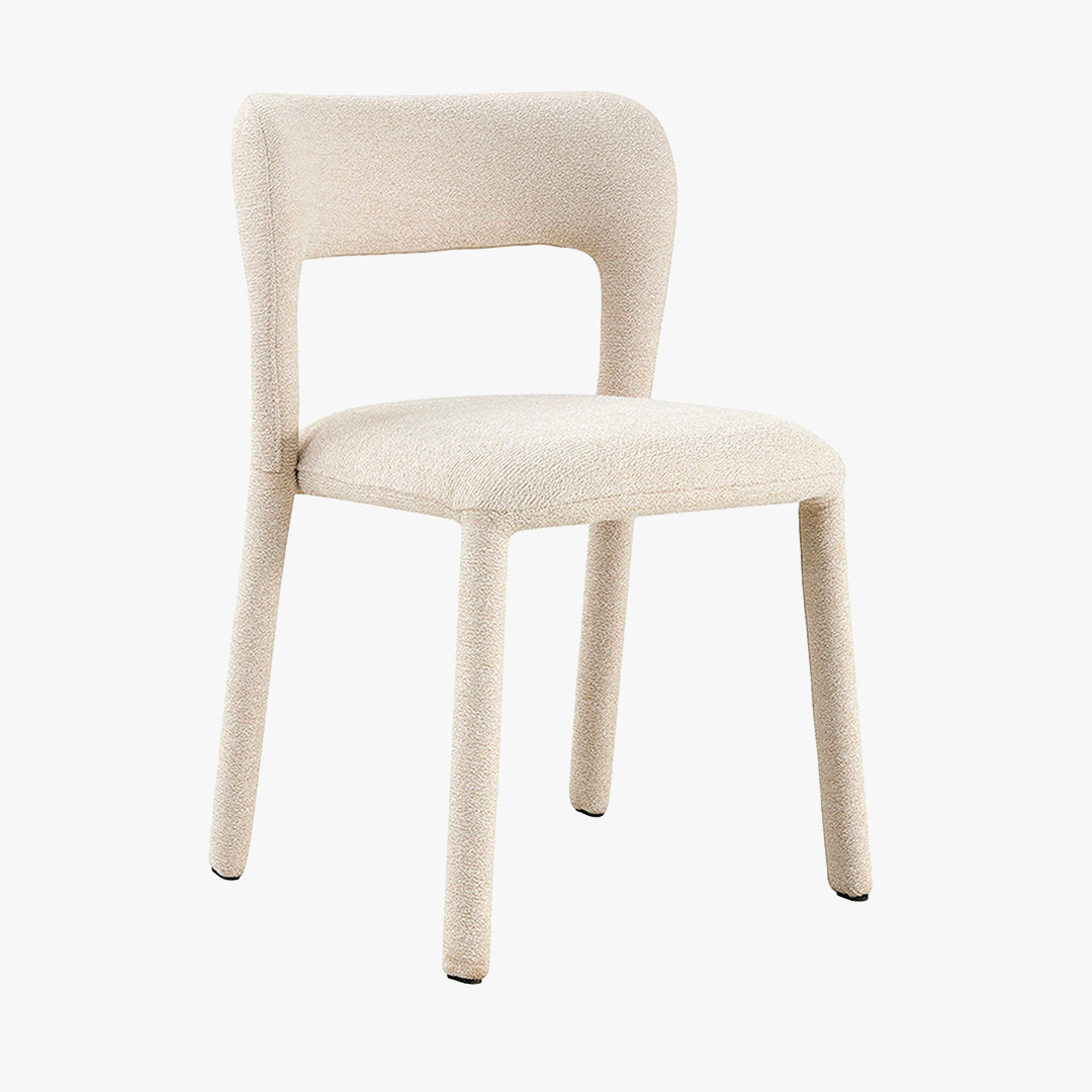 ELVAS Chaise empilable en tissu bouclette beige