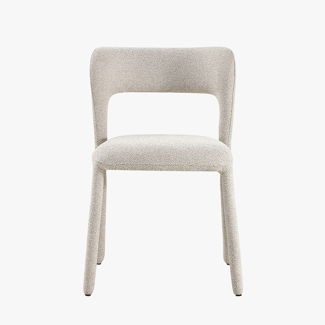 ELVAS Chaise empilable en tissu bouclette écru